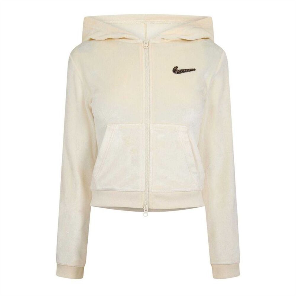 Nike Womens/Ladies Swoosh Velour Full Zip Hoodie / Coconut Milk